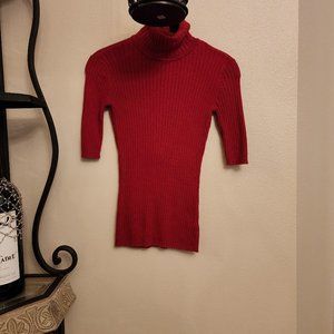 Charter Club Ribbed 3/4 sleeve Turtleneck  Top - Red